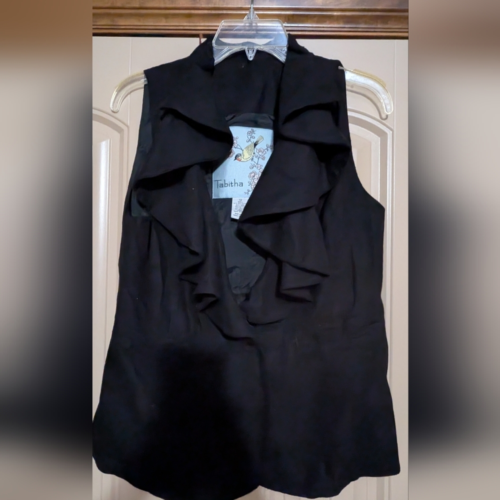 Anthropologie Tabitha Black Wool Vest Size 12